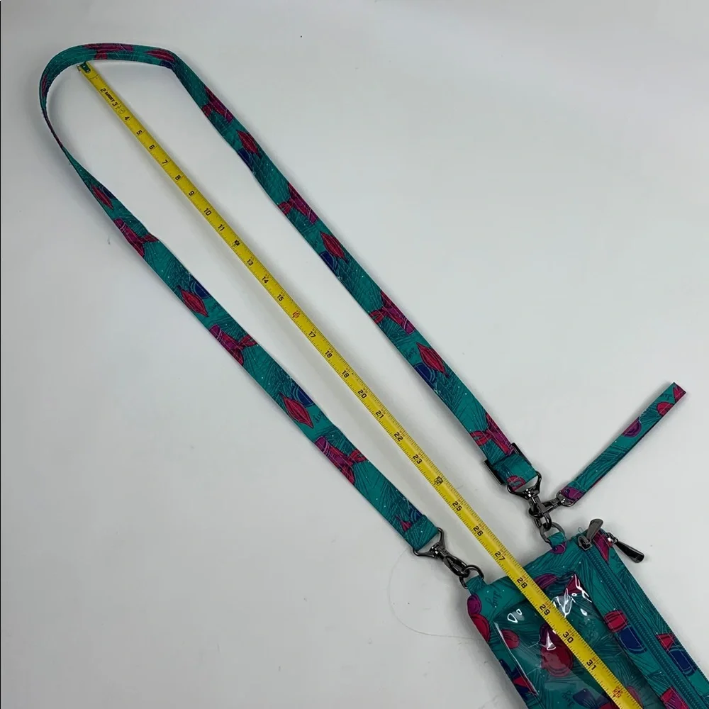 LUG Peekaboo Turquoise Teal Fuschia Purple Crossbody Bag Bells ornament Wristlet